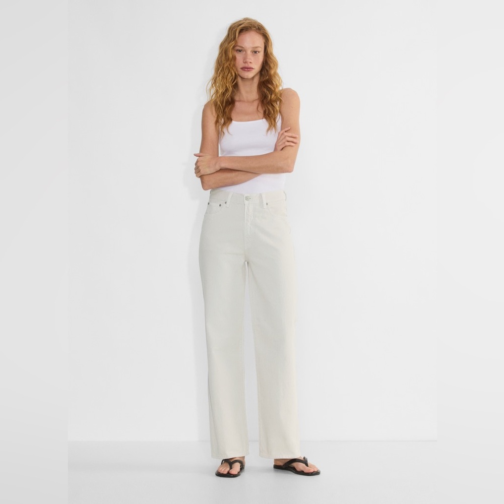 Denim Forum aritzia Farrah hi rise wide leg Off-White cream Trousers pants jeans
